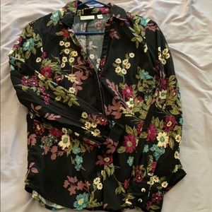 Black and floral button up blouse